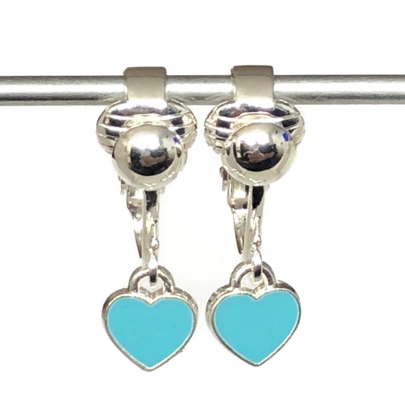 Clipoorbellen minihartjes turquoise, hangoorbellen